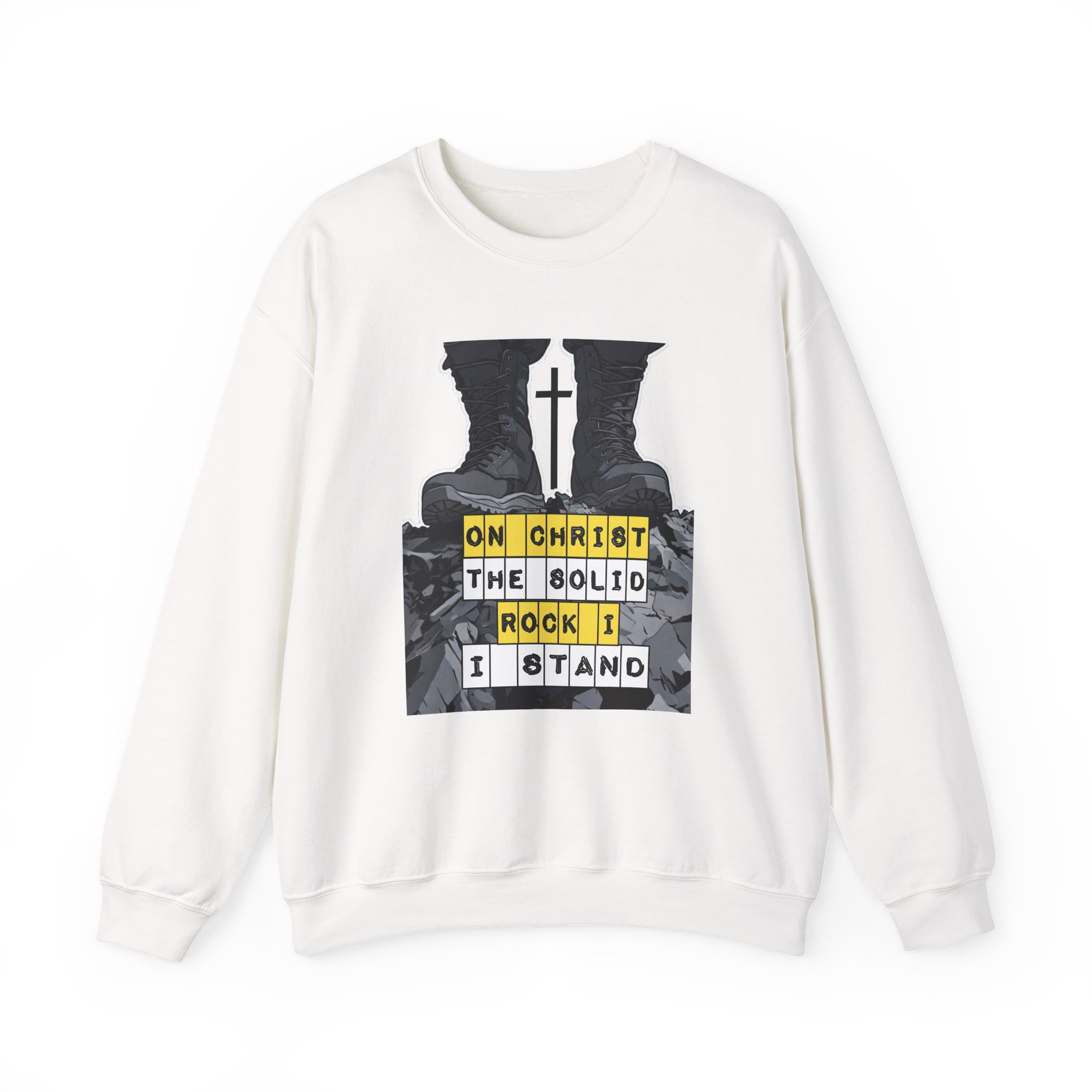 On Christ the Solid Rock I Stand Crewneck | Faith-Based Sweatshirt | Inspirational Christian Gift Women Men | Cozy Religious Apparel - Image 2