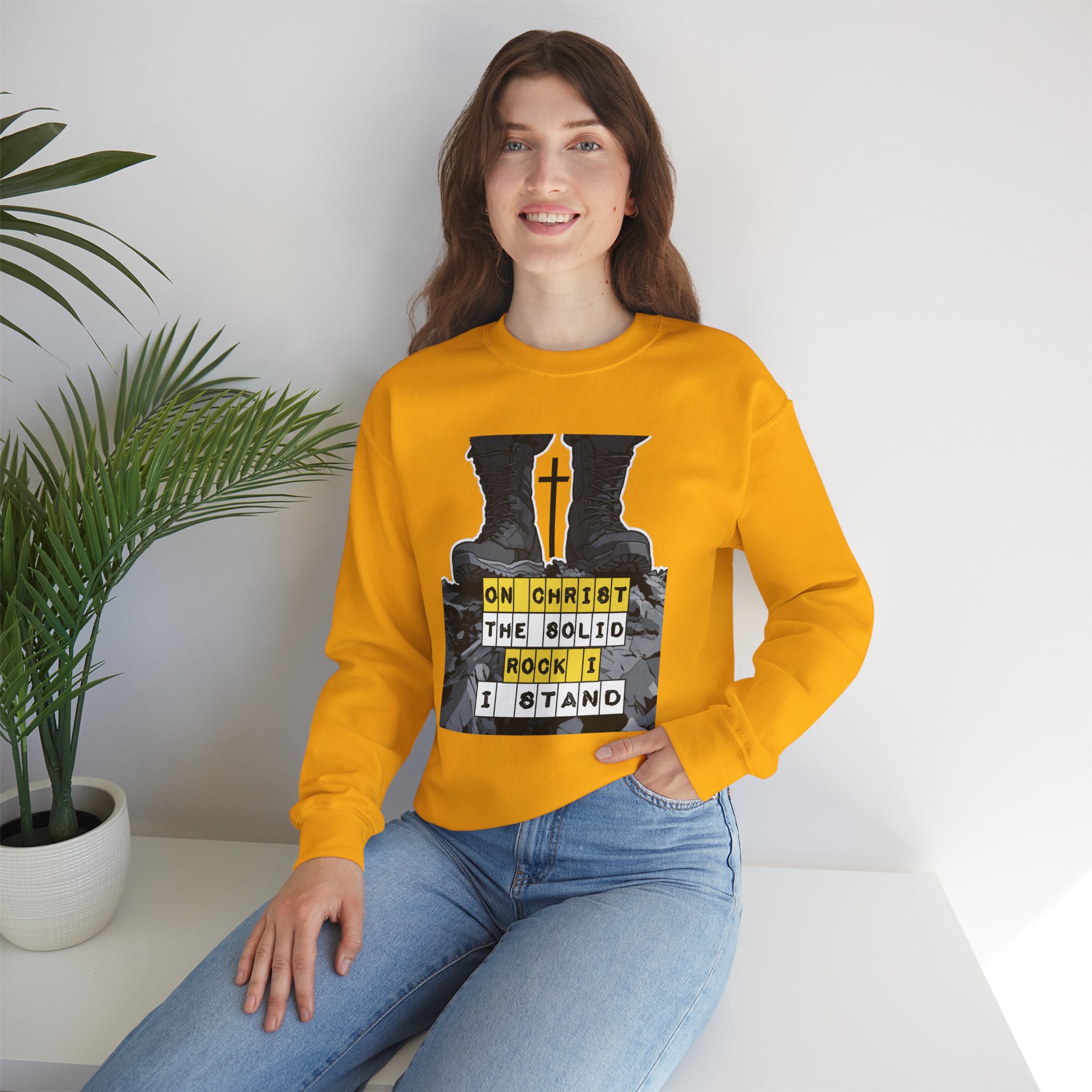 On Christ the Solid Rock I Stand Crewneck | Faith-Based Sweatshirt | Inspirational Christian Gift Women Men | Cozy Religious Apparel - Image 13