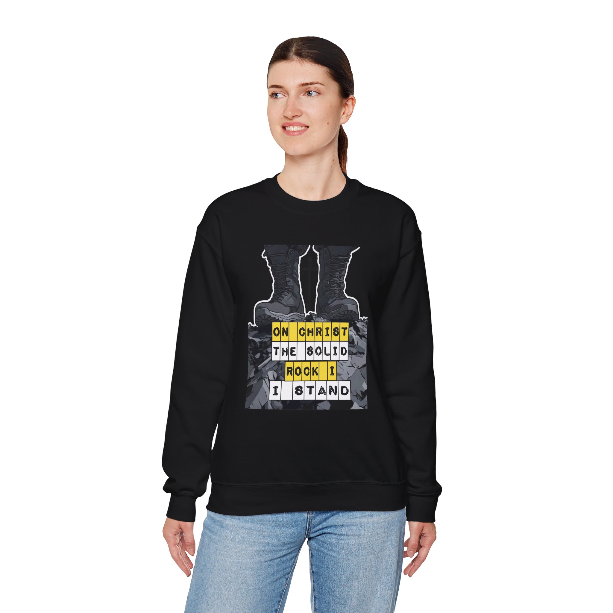 On Christ the Solid Rock I Stand Crewneck | Faith-Based Sweatshirt | Inspirational Christian Gift Women Men | Cozy Religious Apparel - Image 7
