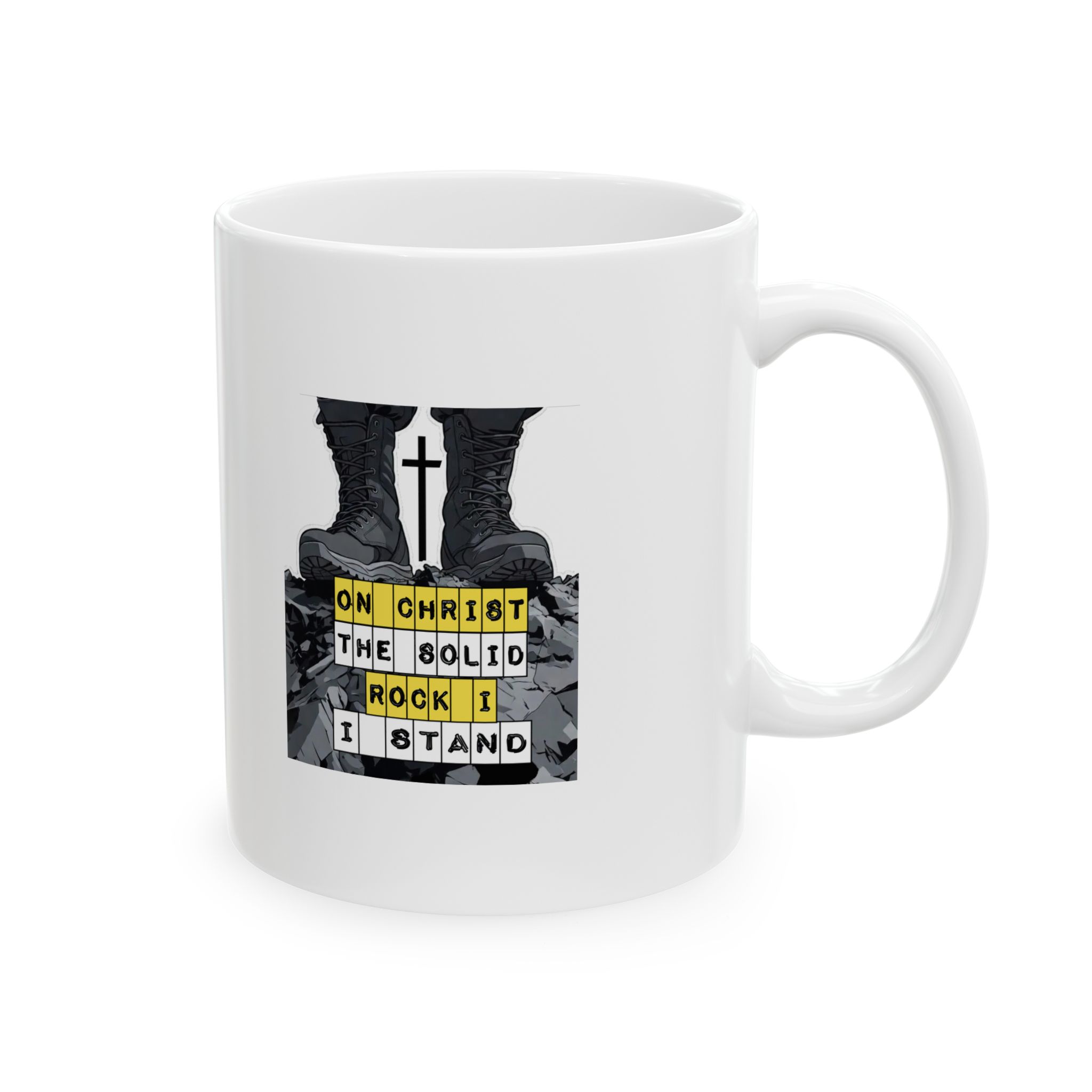 On Christ the Solid Rock I Stand Coffee Mug | 11oz Inspirational Ceramic Cup for Women Men | Religious Believer Faith Present - Image 3