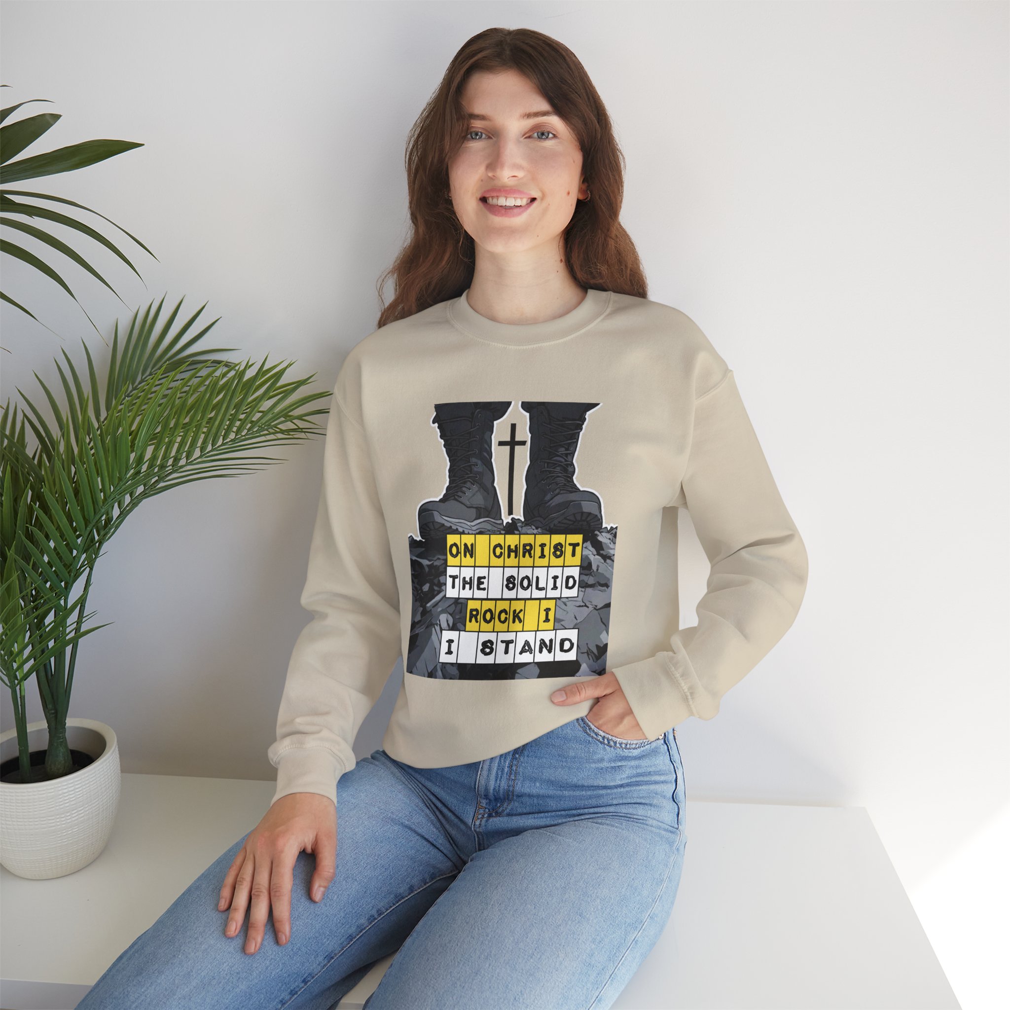 On Christ the Solid Rock I Stand Crewneck | Faith-Based Sweatshirt | Inspirational Christian Gift Women Men | Cozy Religious Apparel - Image 17