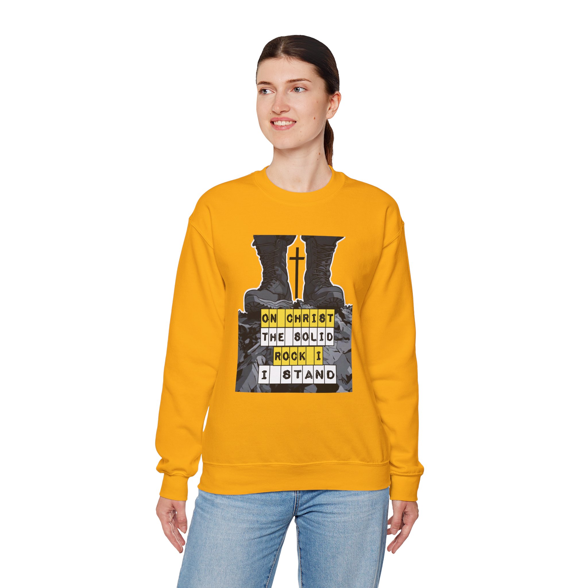 On Christ the Solid Rock I Stand Crewneck | Faith-Based Sweatshirt | Inspirational Christian Gift Women Men | Cozy Religious Apparel - Image 12