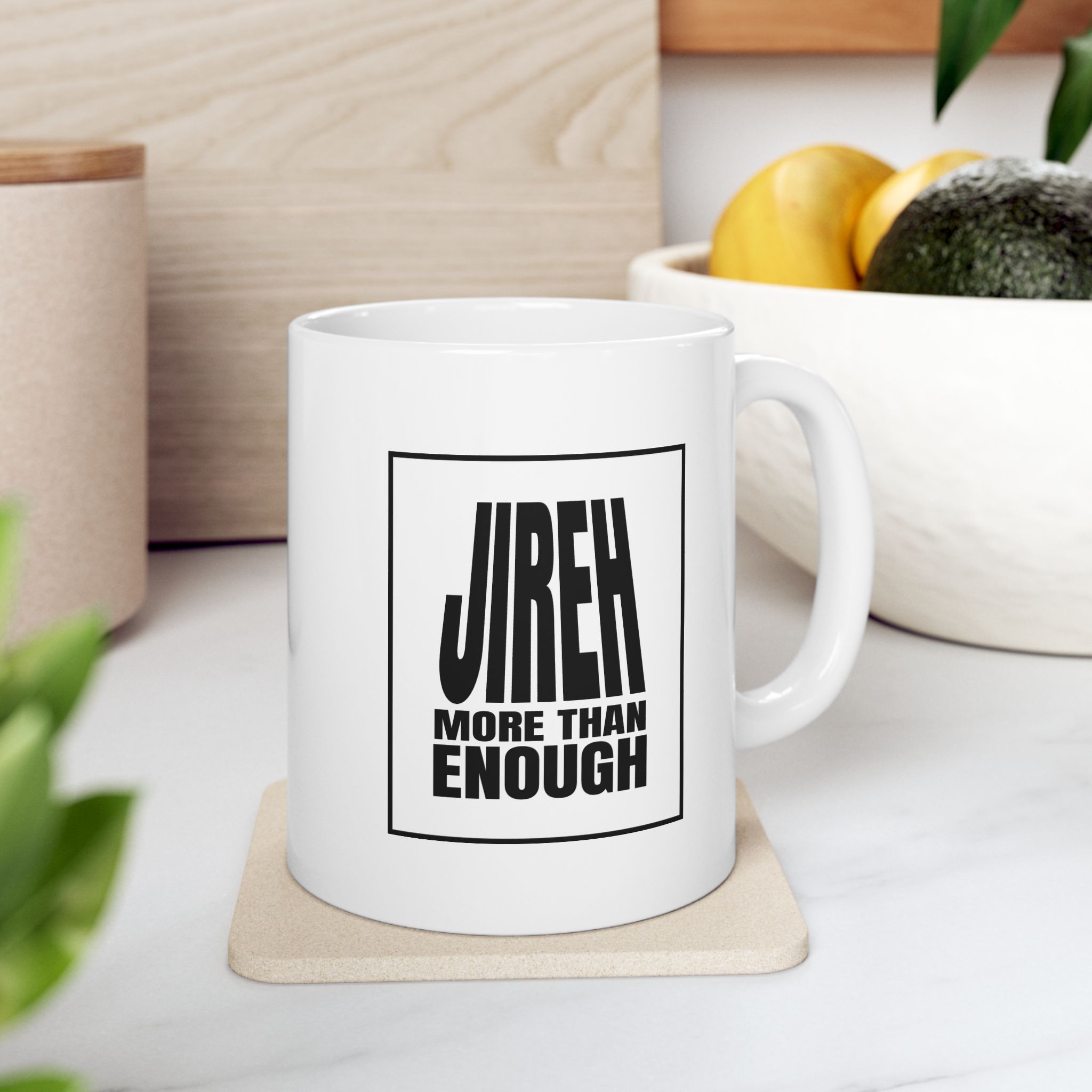 Jireh More Than Enough Classic Ceramic Coffee Mug | Minimal Black Logo | 11oz – Lead & BPA-Free Dishwasher Safe - Image 3