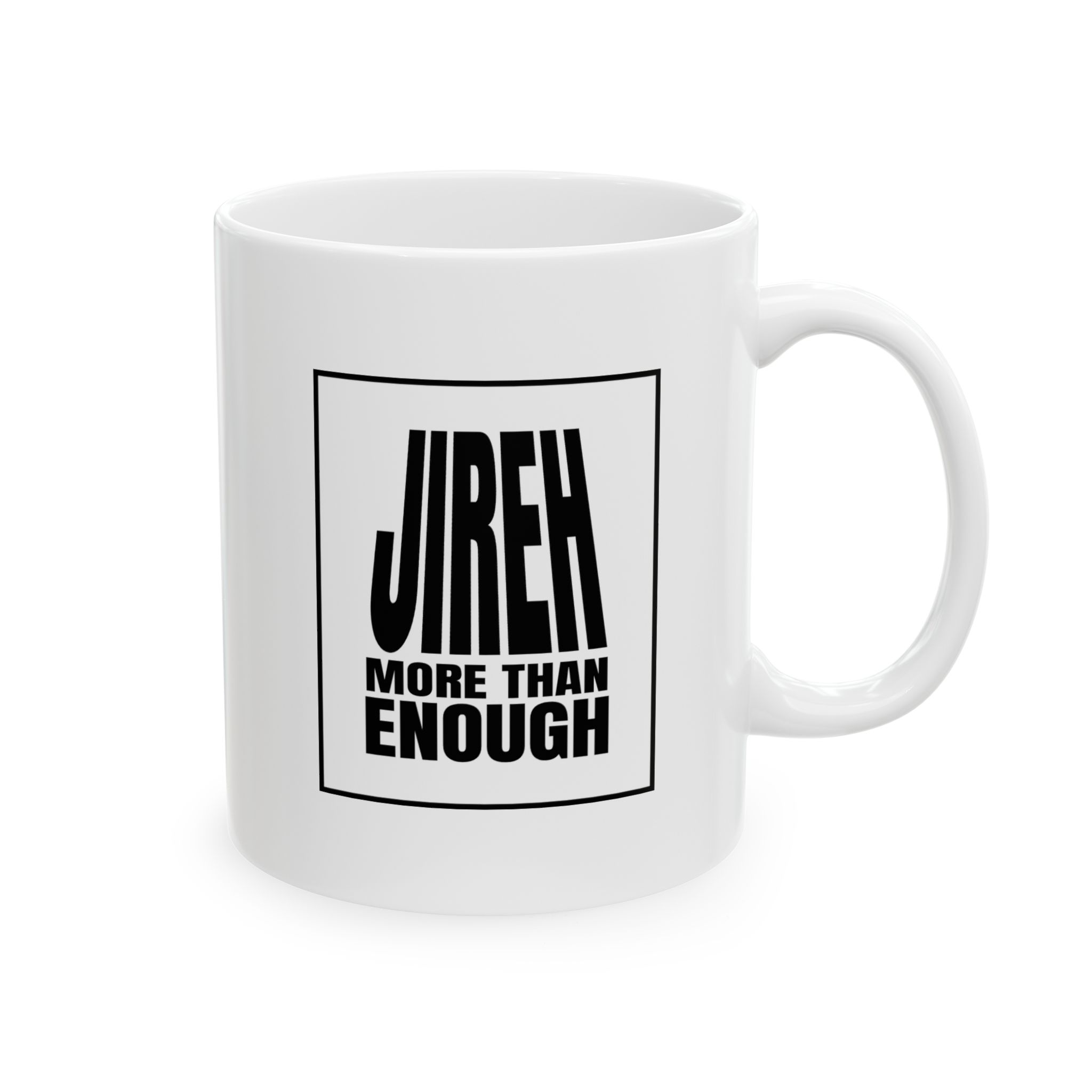 Jireh More Than Enough Classic Ceramic Coffee Mug | Minimal Black Logo | 11oz – Lead & BPA-Free Dishwasher Safe - Image 2